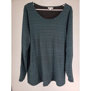 J Jill Women Long Sleeve Boat‎ Neck Floral Rayon Blouse Top Medium